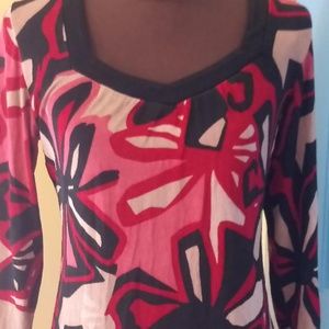 Chico's Travelers Sz 0 Long Sleeve Stretchy Red Bl